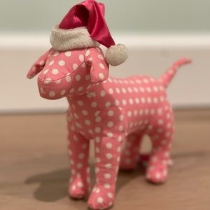 Victoria’s Secret PINK plush dog original pink polka dot with Santa hat RARE